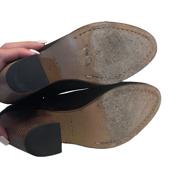 Rag and Bone Margot Women's Black Suede Zip Heel Ankle Boots Size 38 - Picture 8 of 9